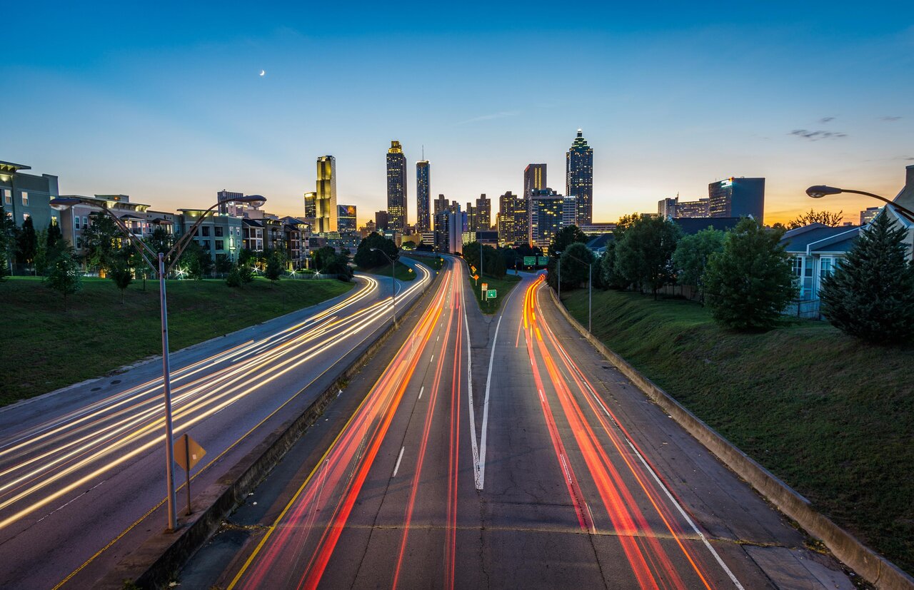 Highway with city background